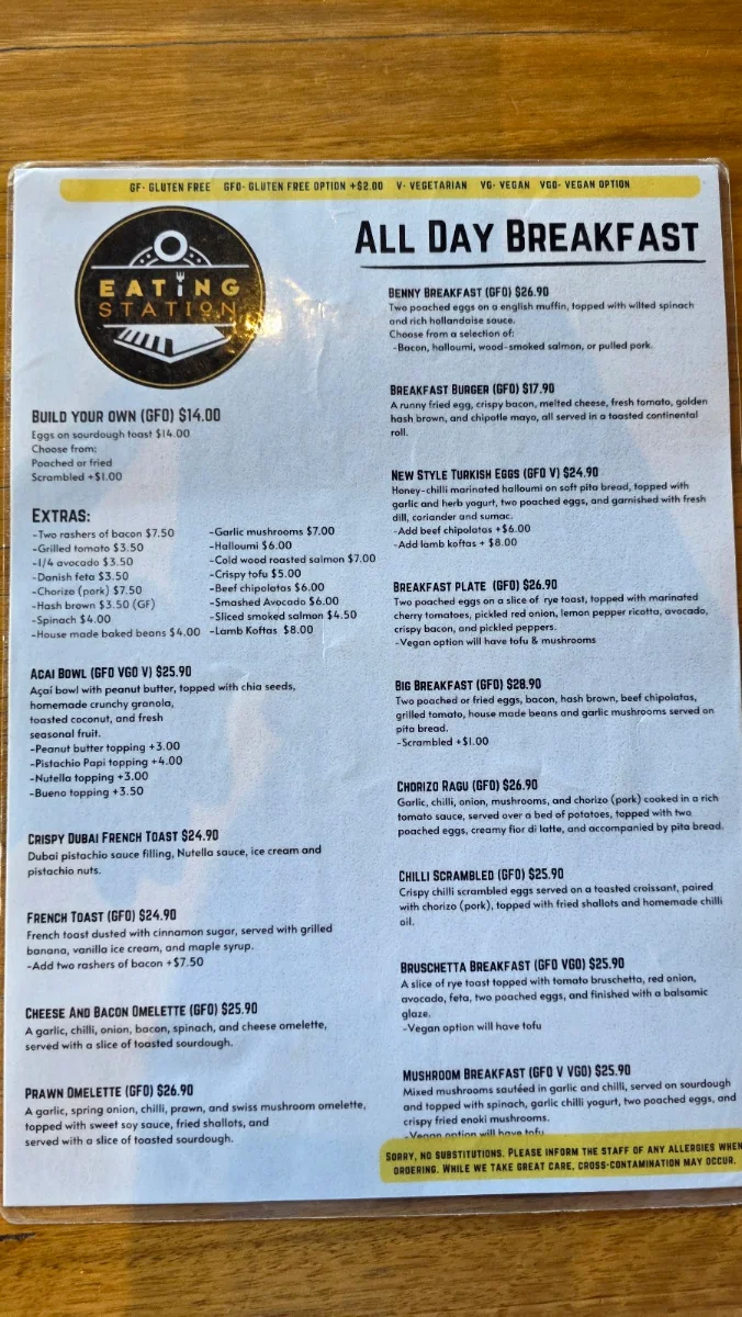 Menu, Eating Station