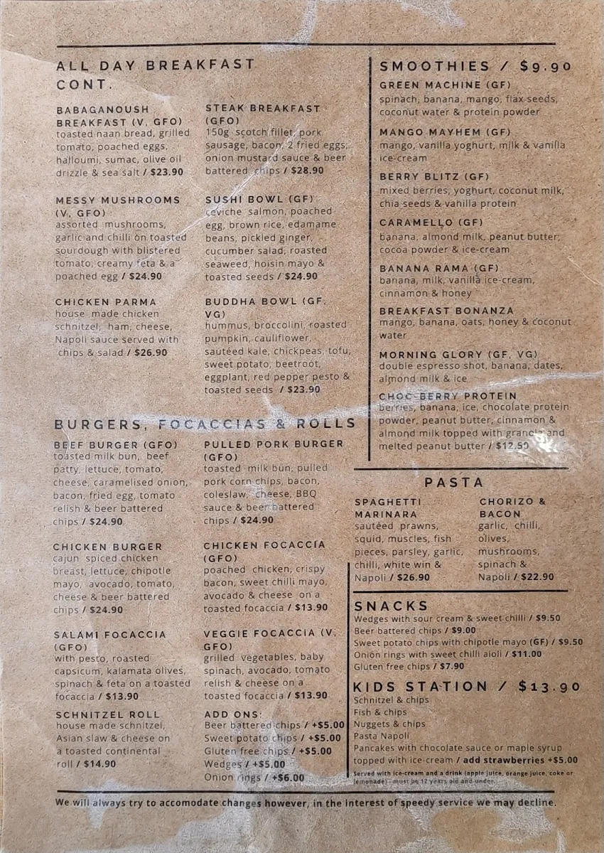 Menu, Eating Station