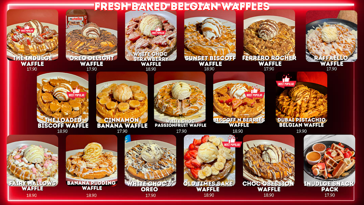 Menu, Indulge Waffles and Desserts Coburg