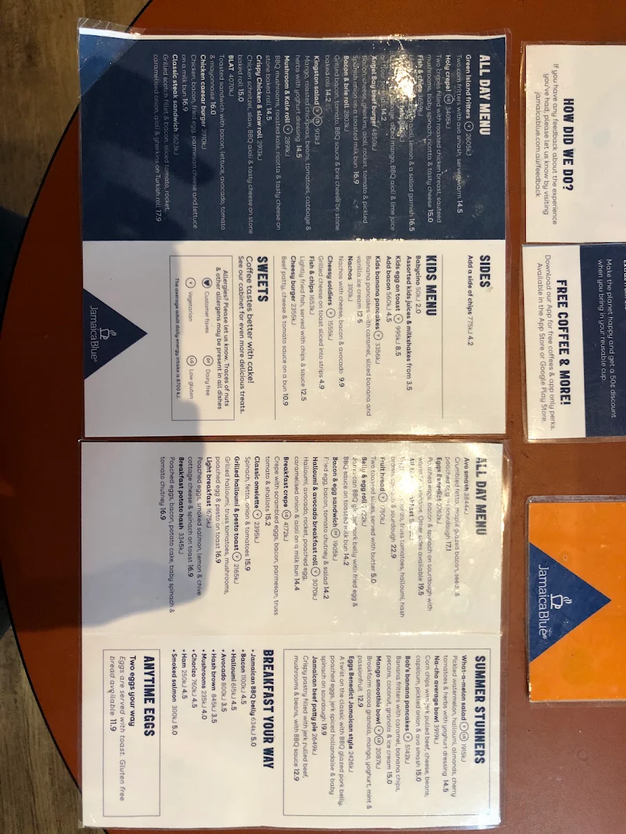 Menu, Jamaica Blue Kingaroy Shoppingworld