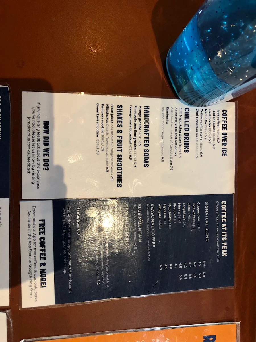 Menu, Jamaica Blue Kingaroy Shoppingworld
