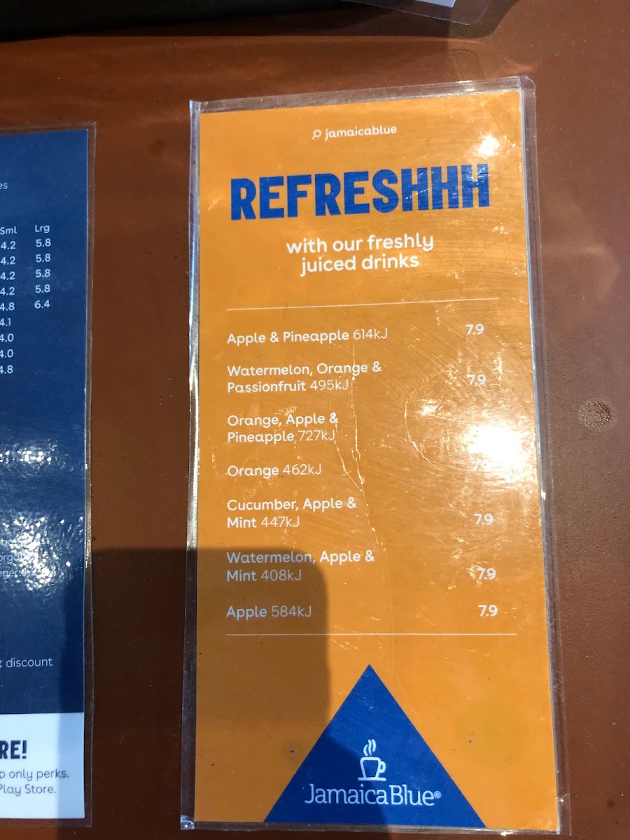 Menu, Jamaica Blue Kingaroy Shoppingworld