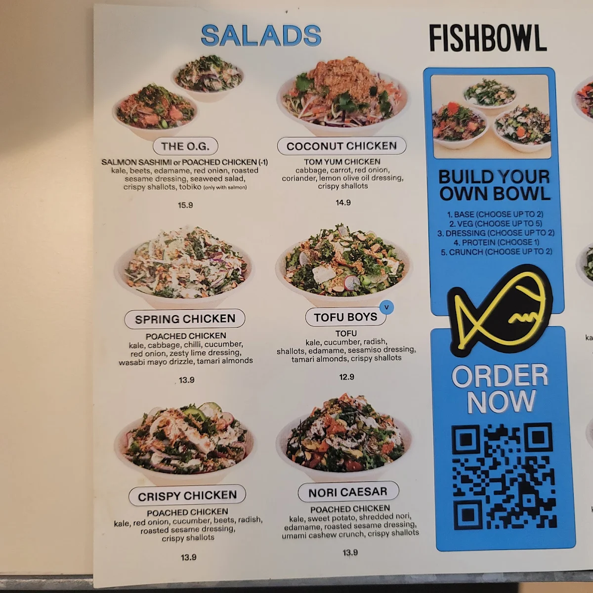 Menu, FISHBOWL - Chermside