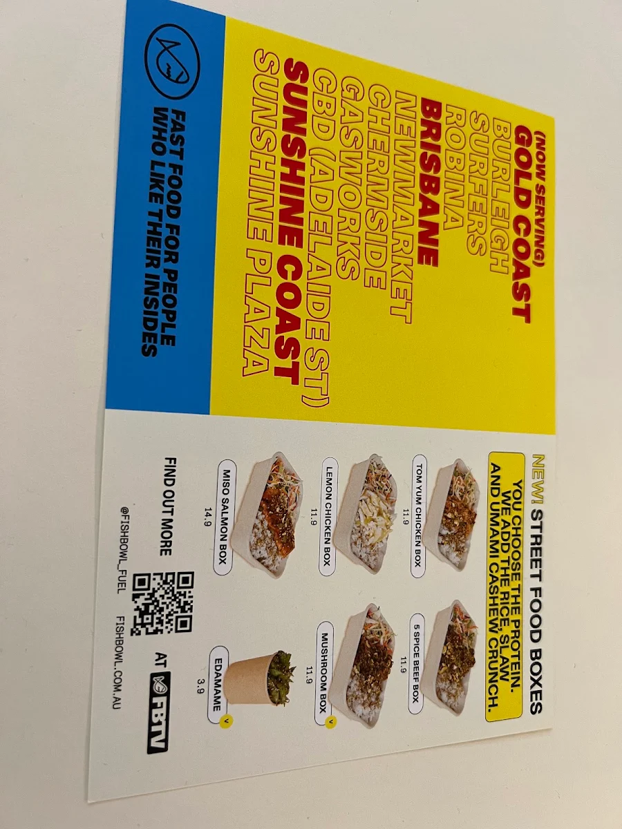 Menu, FISHBOWL - Chermside