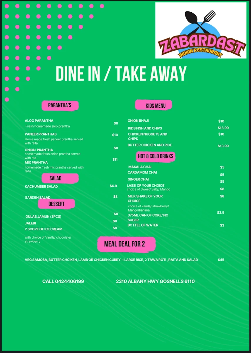 Menu, Zabardast