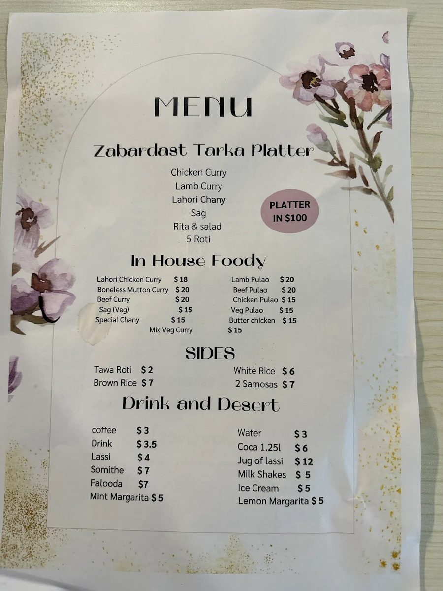 Menu, Zabardast