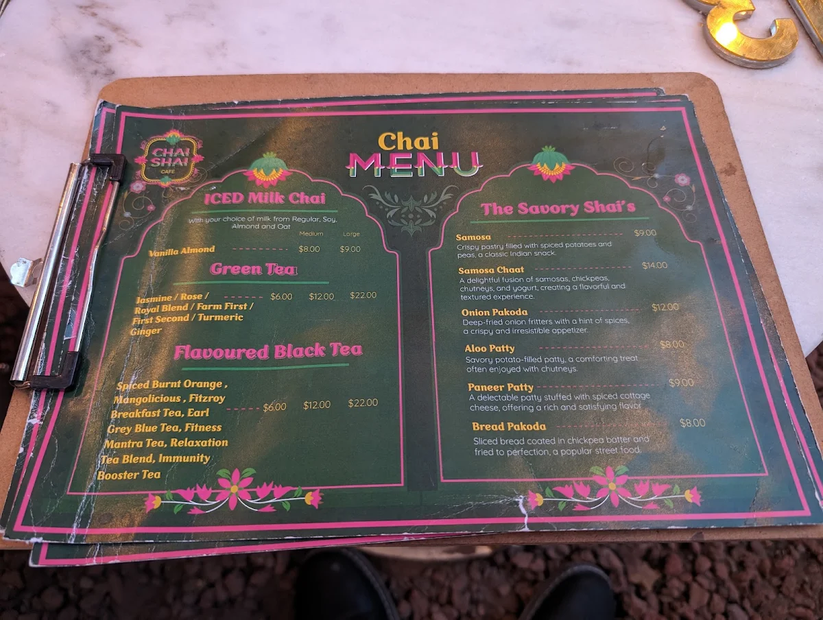 Menu, Chai Shai Fitzroy