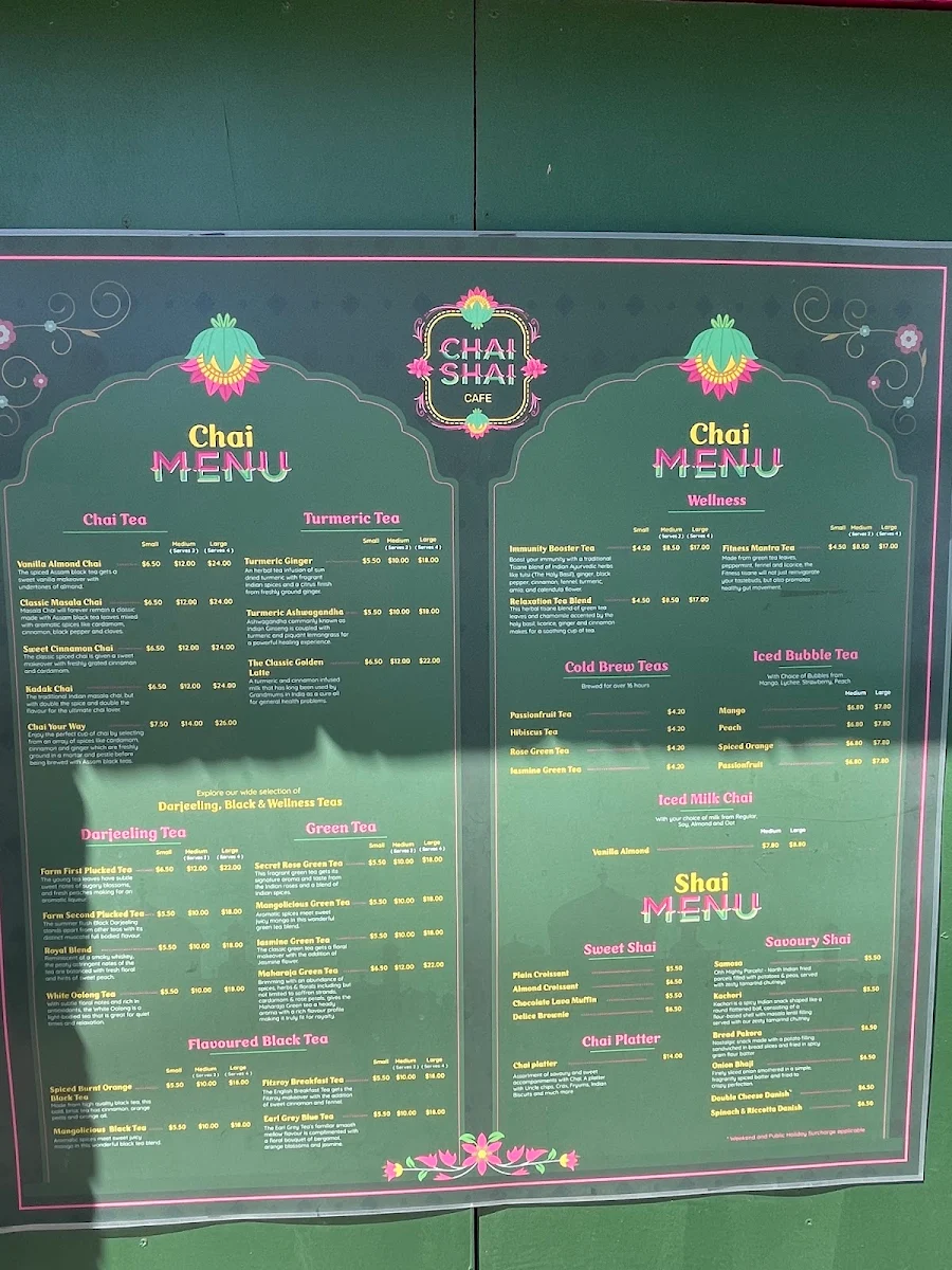Menu, Chai Shai Fitzroy