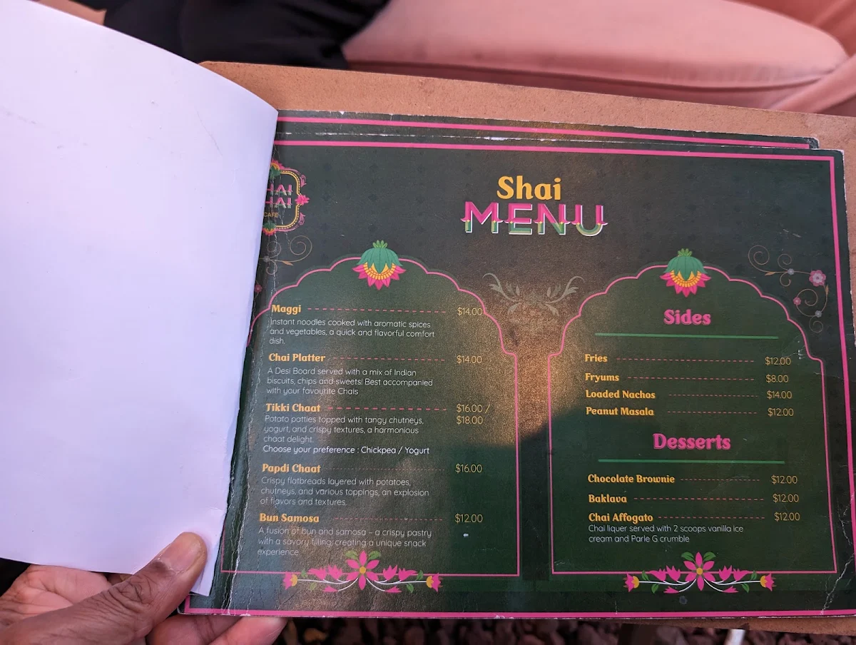 Menu, Chai Shai Fitzroy
