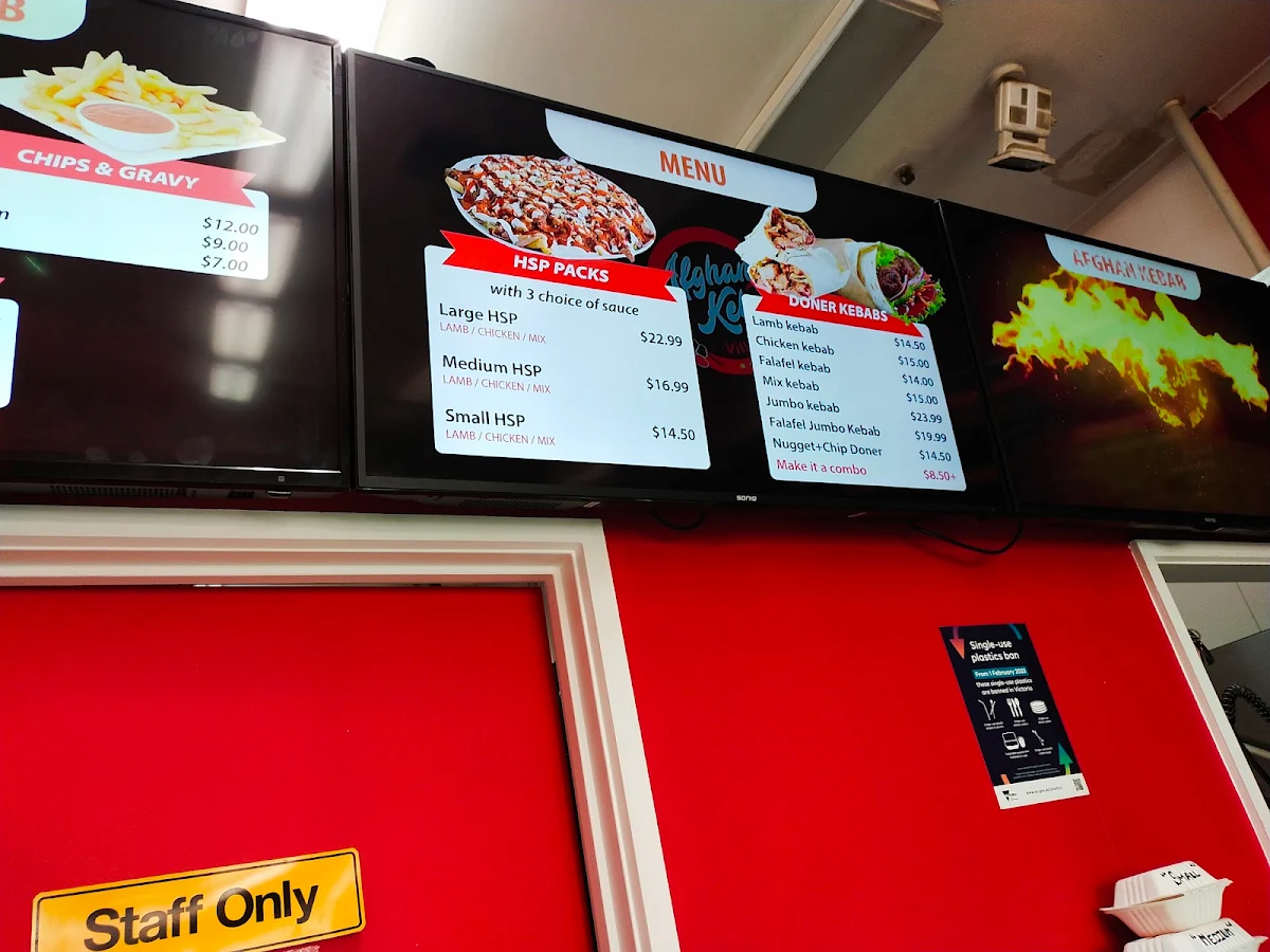 Menu, Afghan Kebab village
