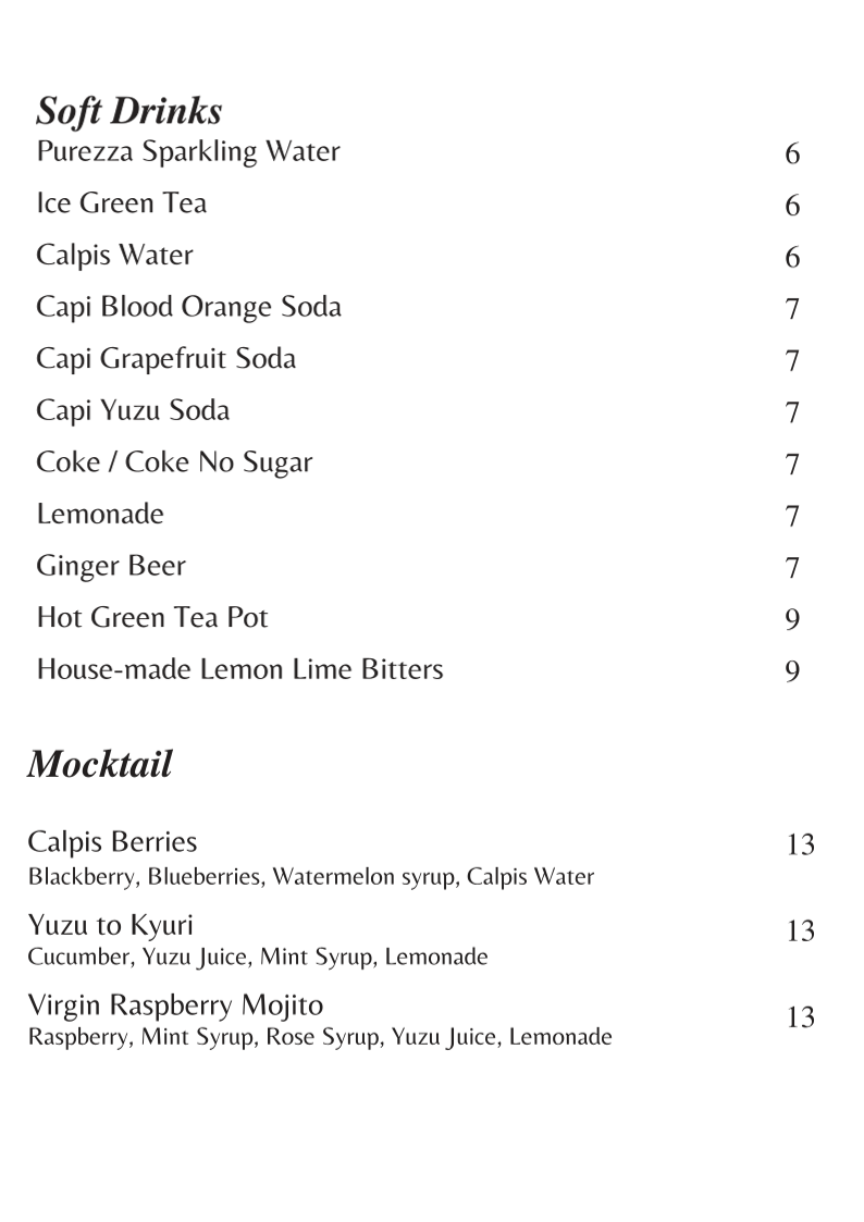 Menu, Gogyo