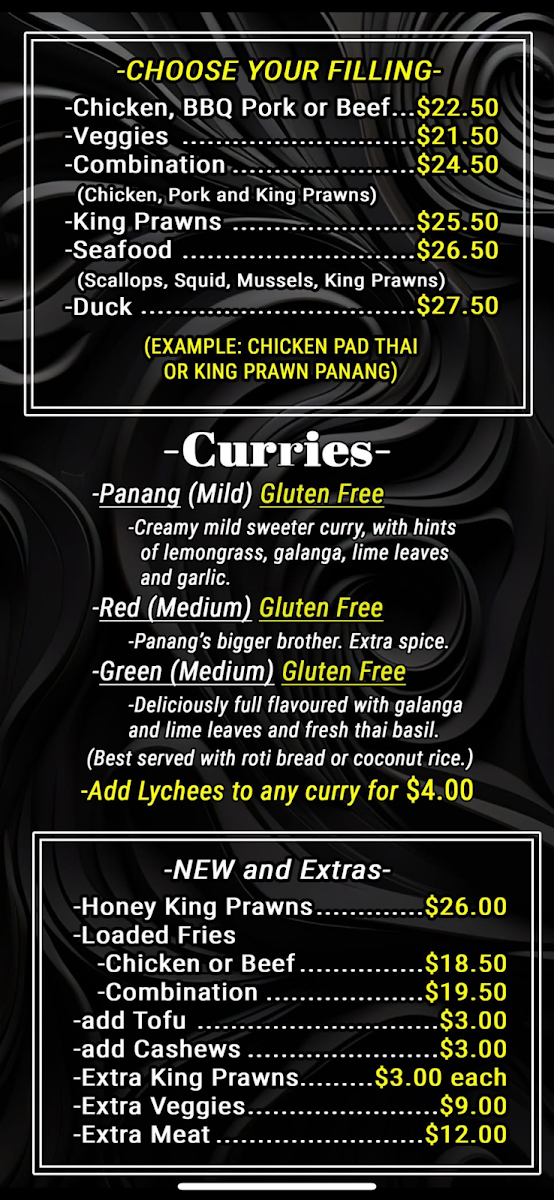 Menu, Tannum Thai