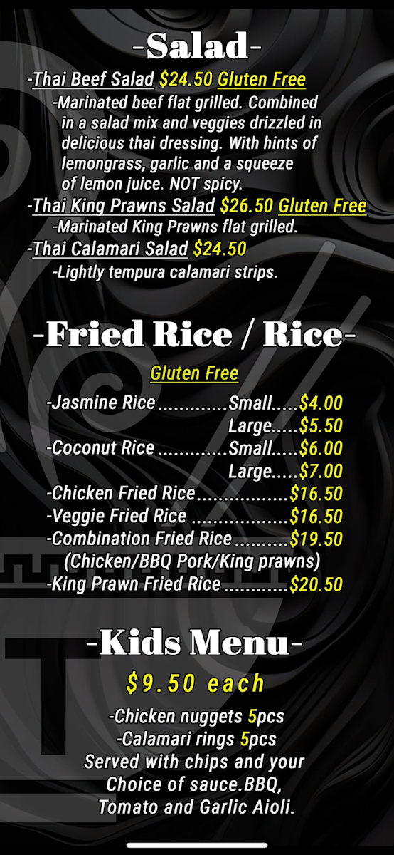 Menu, Tannum Thai