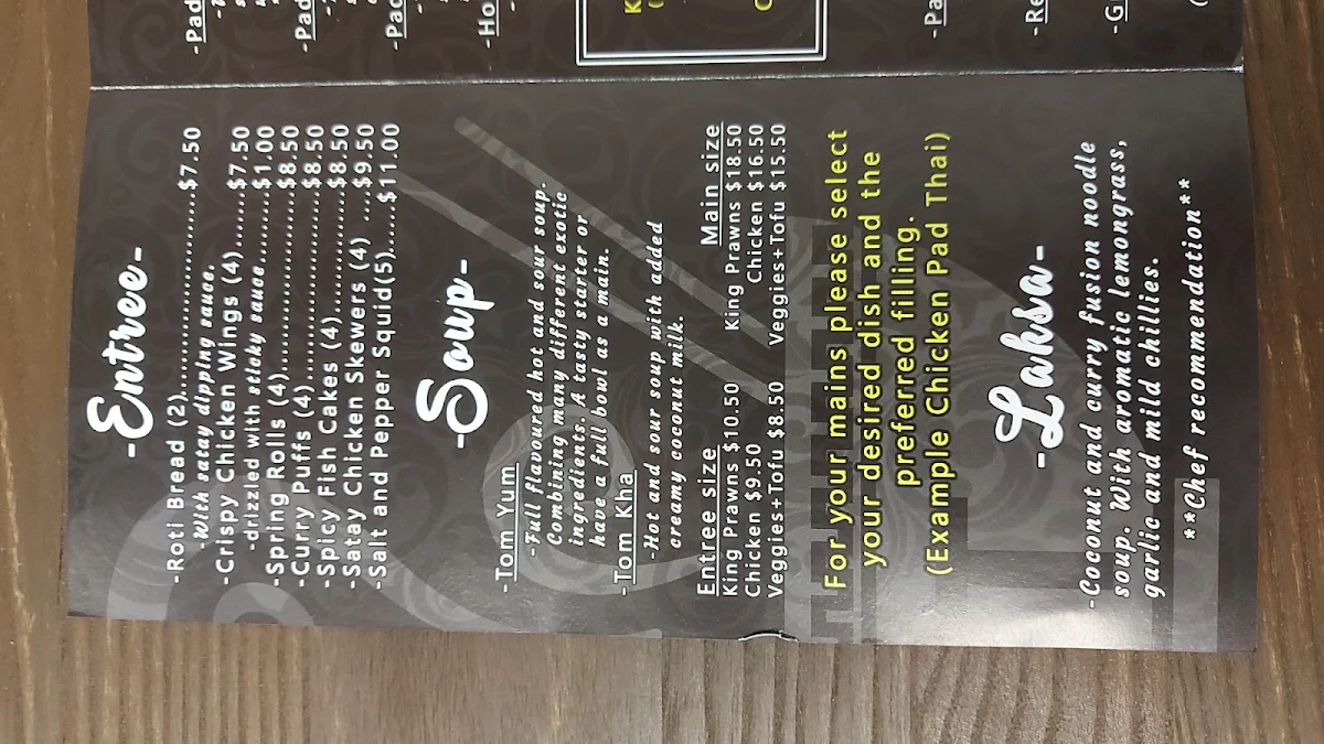 Menu, Tannum Thai