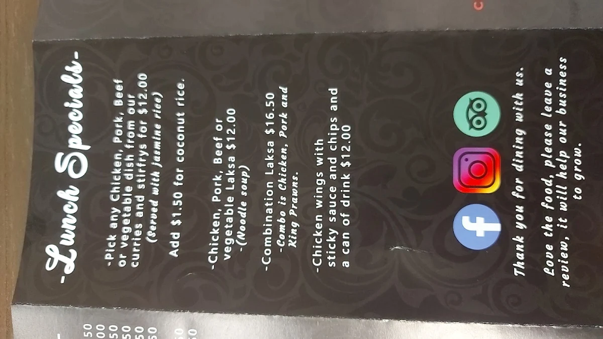 Menu, Tannum Thai