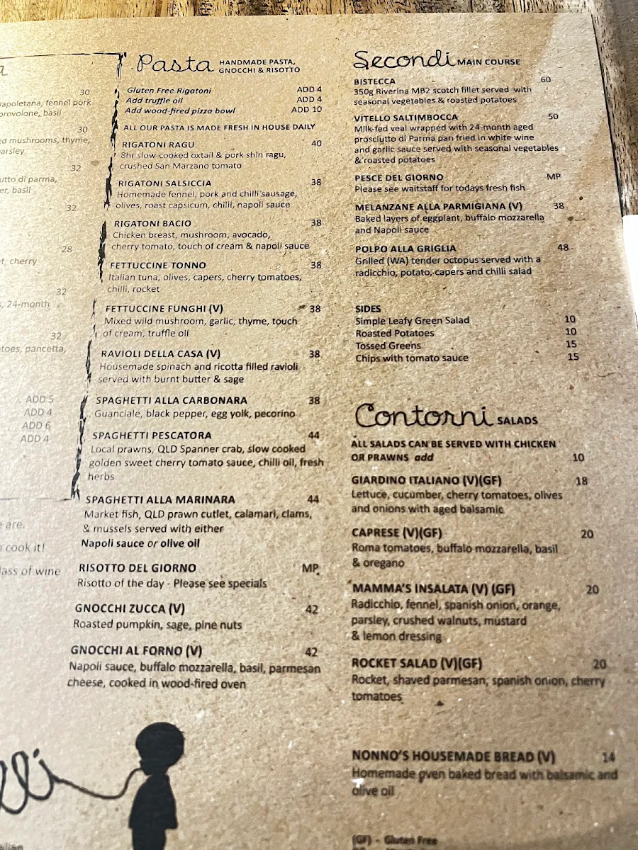 Menu, Gemelli Italian