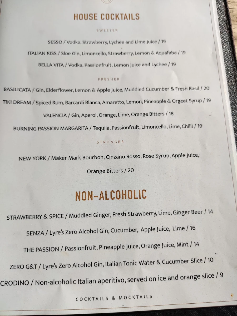Menu, Gemelli Italian