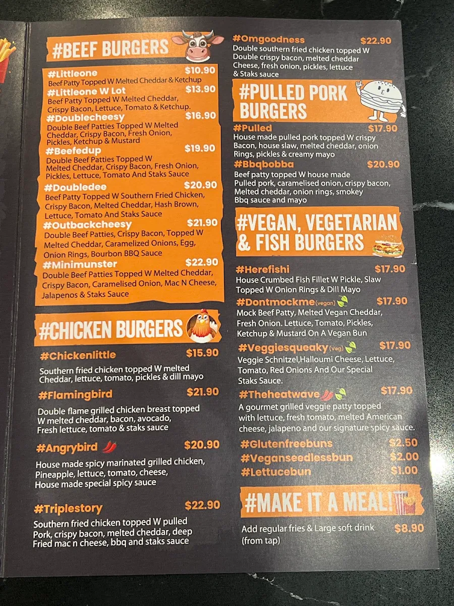 Menu, Fat Staks (Caroline Springs)