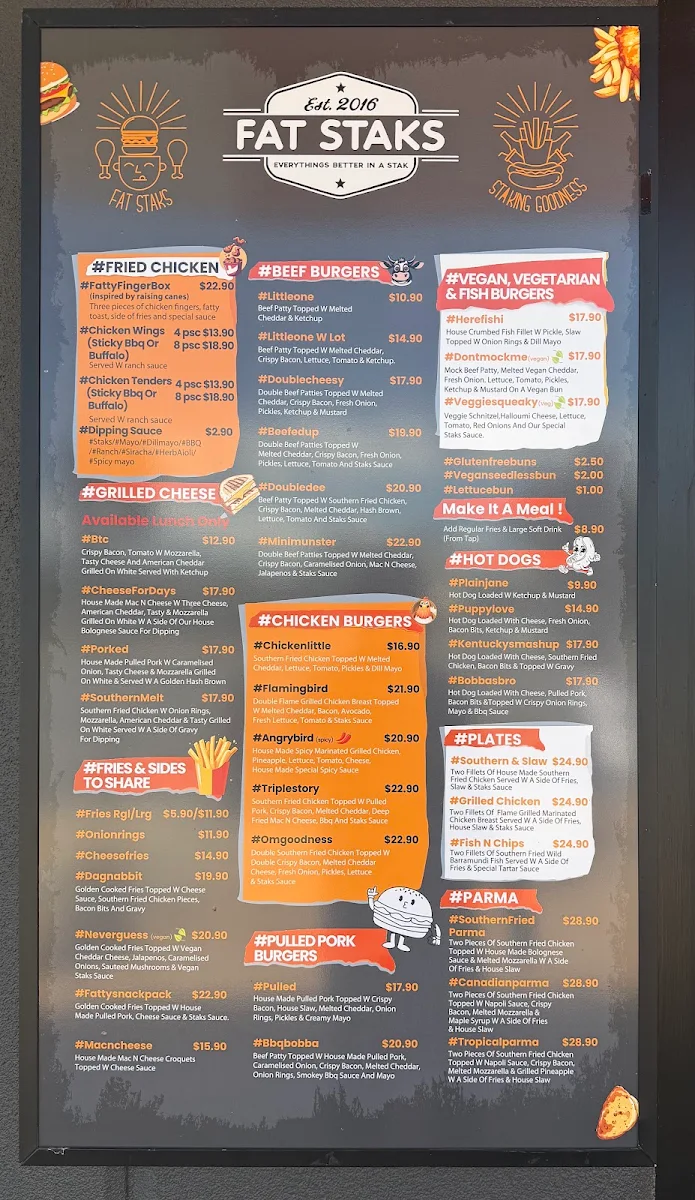 Menu, Fat Staks (Caroline Springs)
