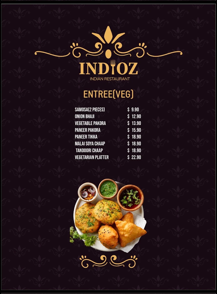 Menu, Indioz Indian Restaurant