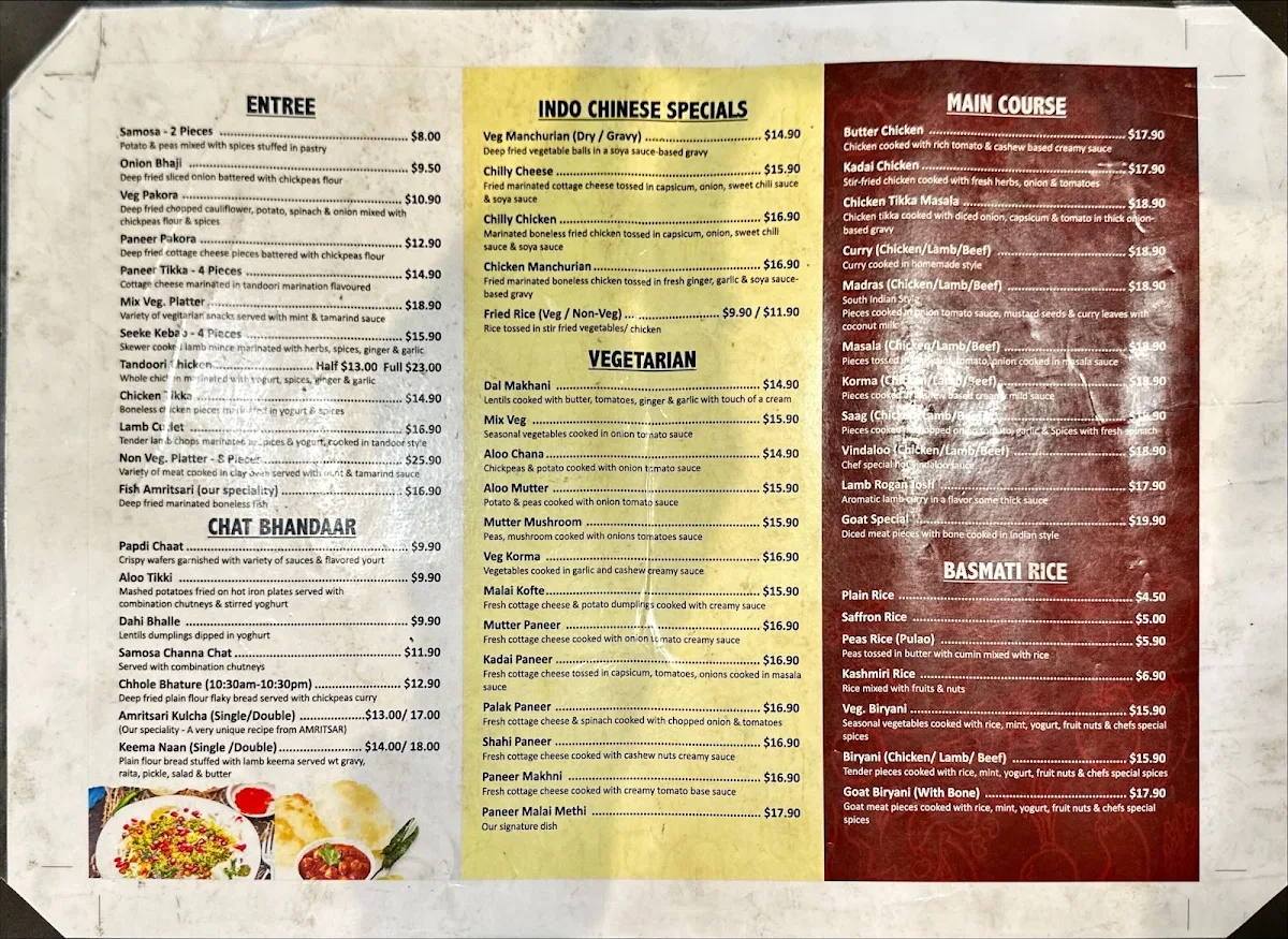 Menu, Indioz Indian Restaurant