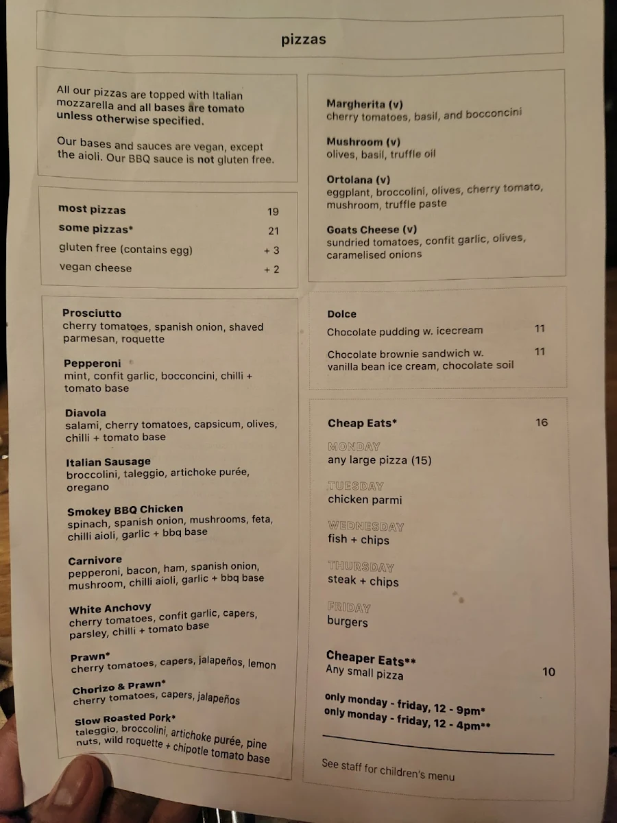 Menu, The Rose Hotel