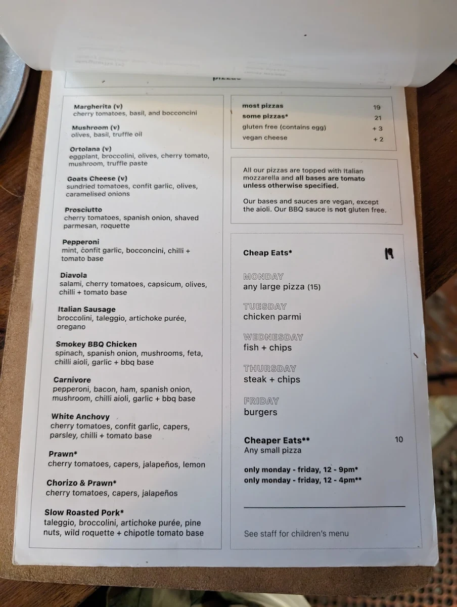 Menu, The Rose Hotel