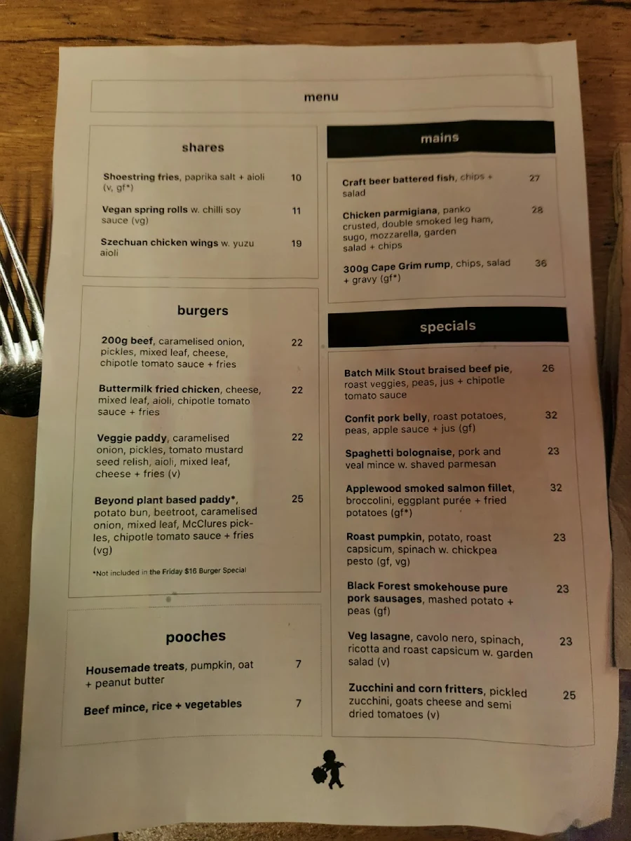 Menu, The Rose Hotel