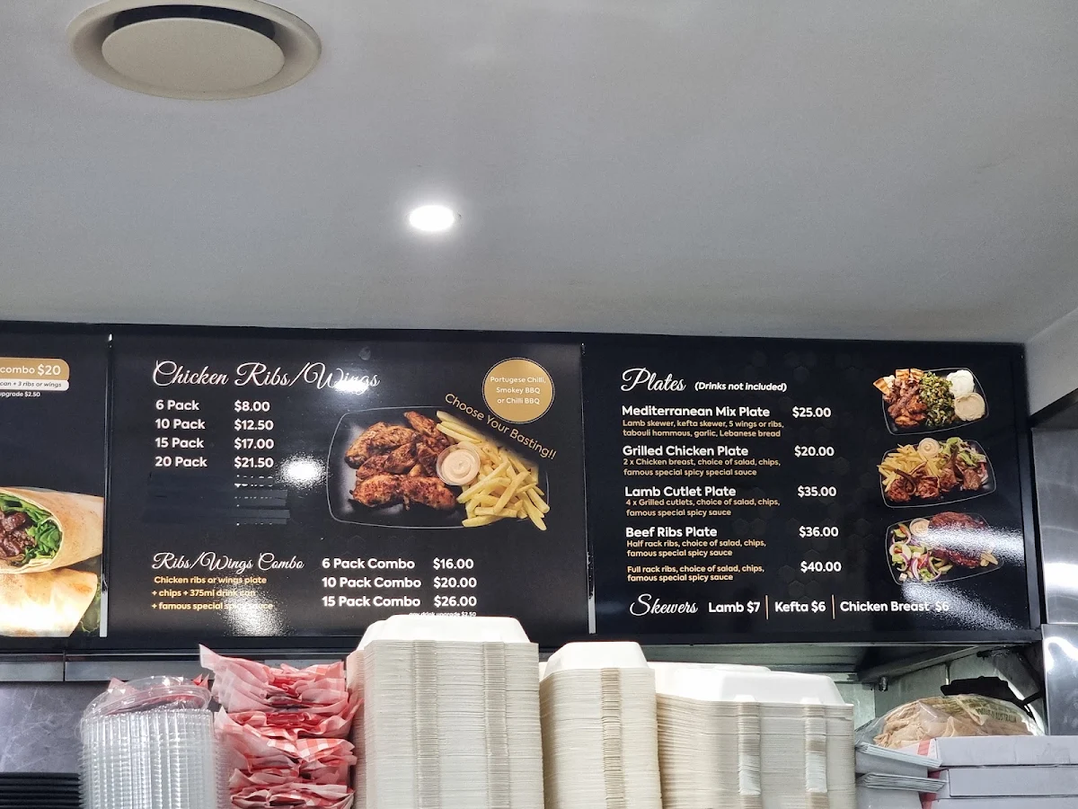 Menu, Sydneys Wings And Things