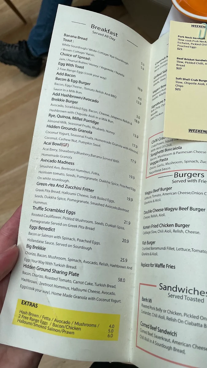 Menu, Hidden Grounds Cafe , Miranda