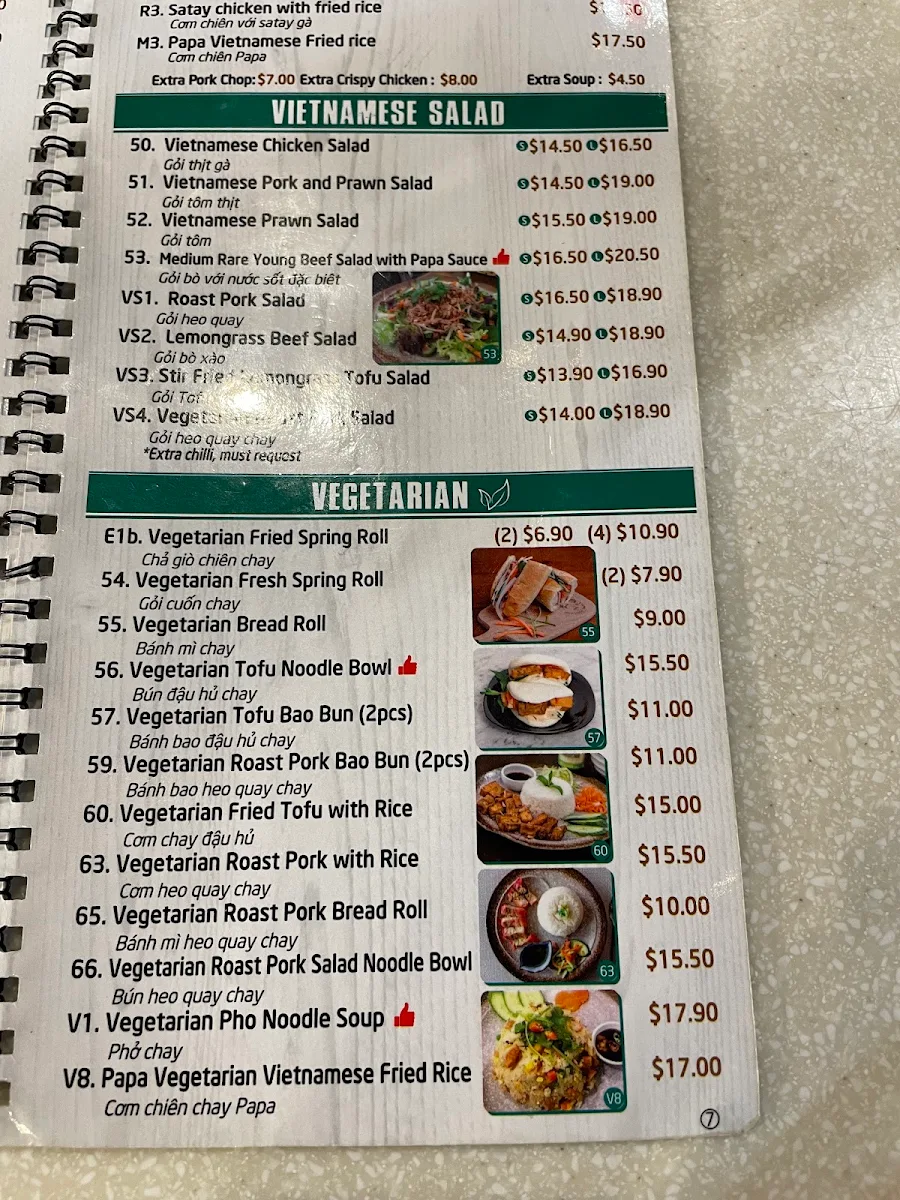 Menu, Papa Sweet Tooth