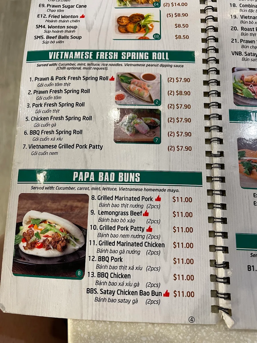 Menu, Papa Sweet Tooth