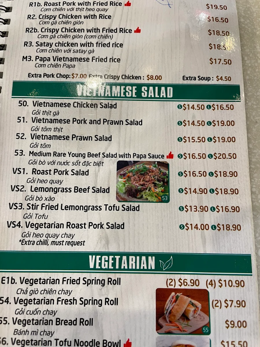 Menu, Papa Sweet Tooth