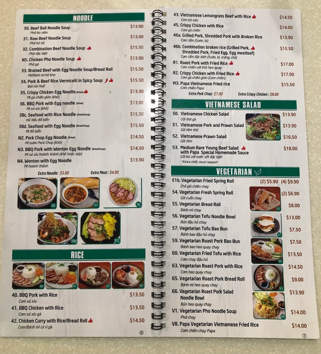 Menu, Papa Sweet Tooth