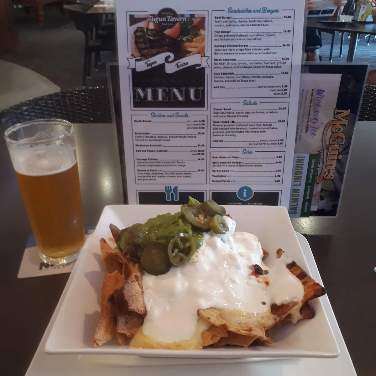 Menu, Tugun Tavern