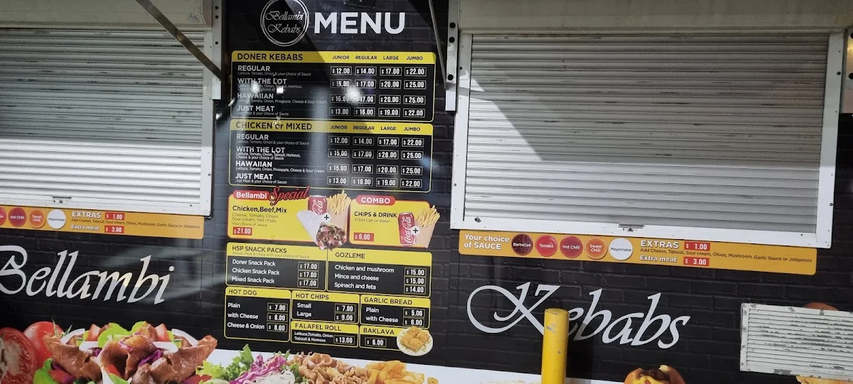 Menu, Bellambi Kebabs