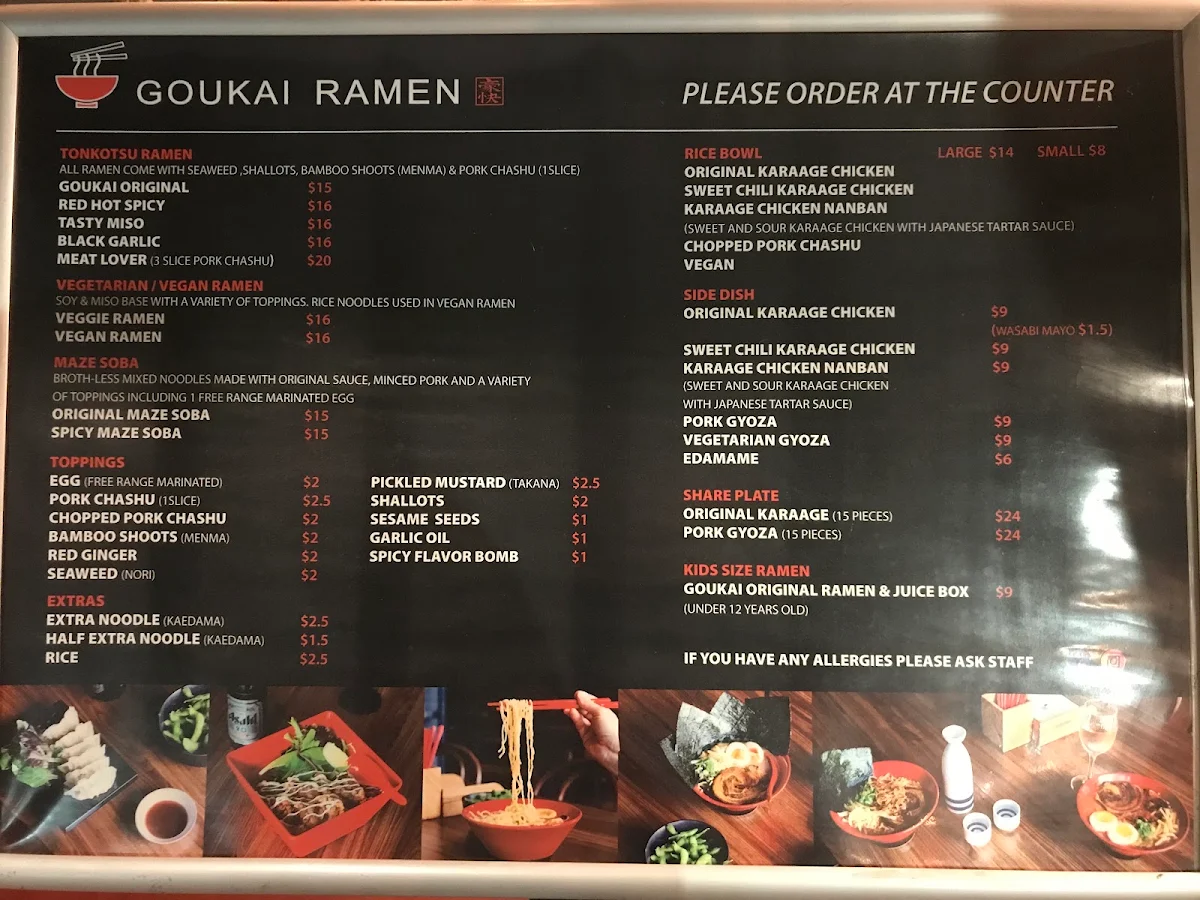 Menu, Goukai Ramen