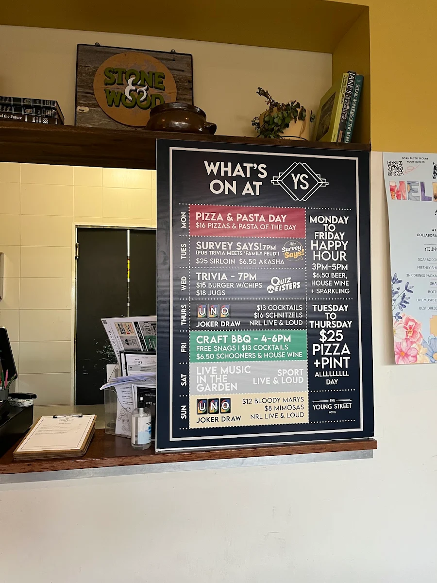 Menu, The Young Street Hotel