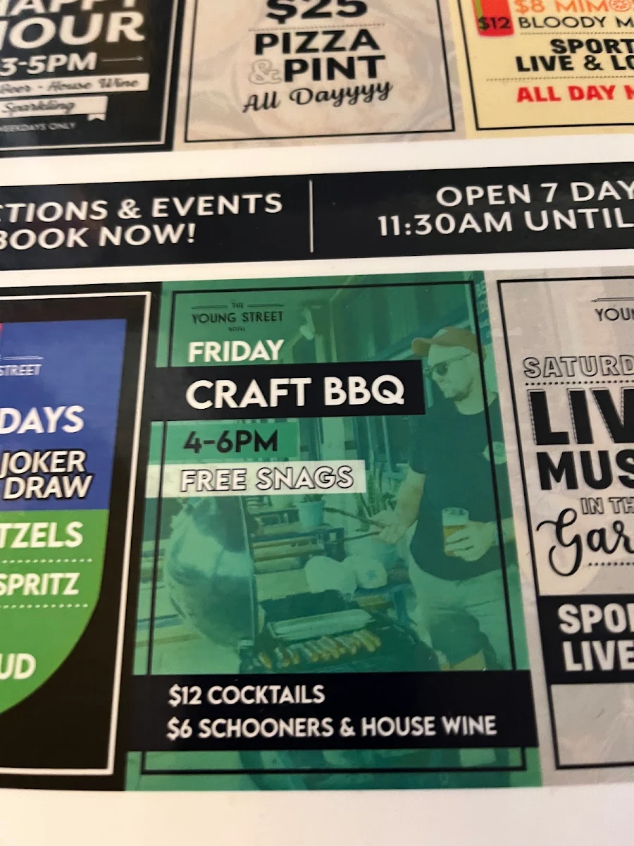 Menu, The Young Street Hotel