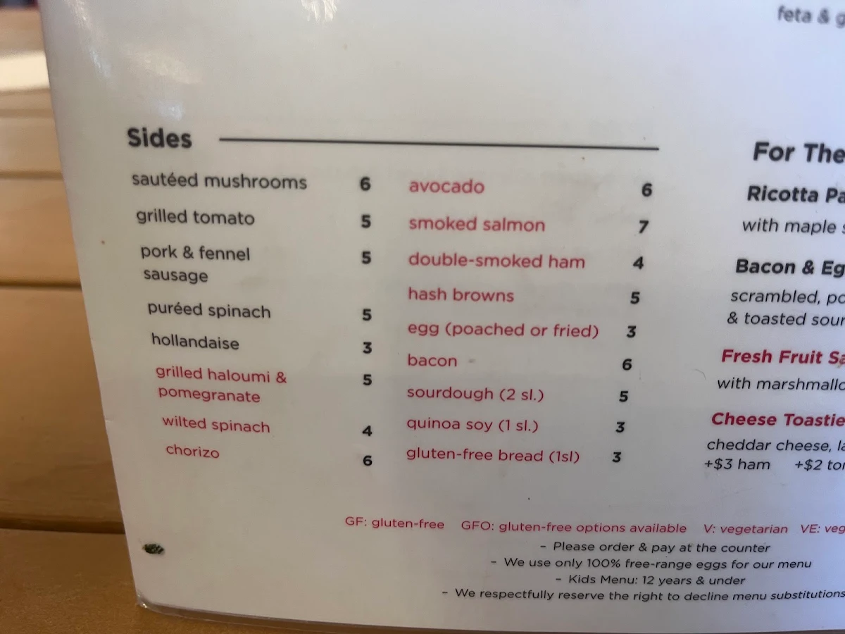 Menu, The Tasting Deck