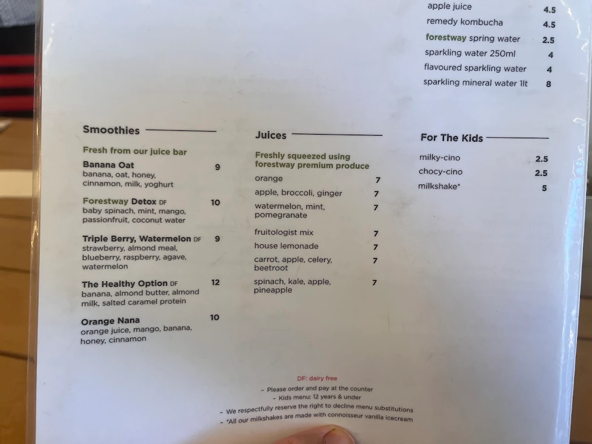 Menu, The Tasting Deck