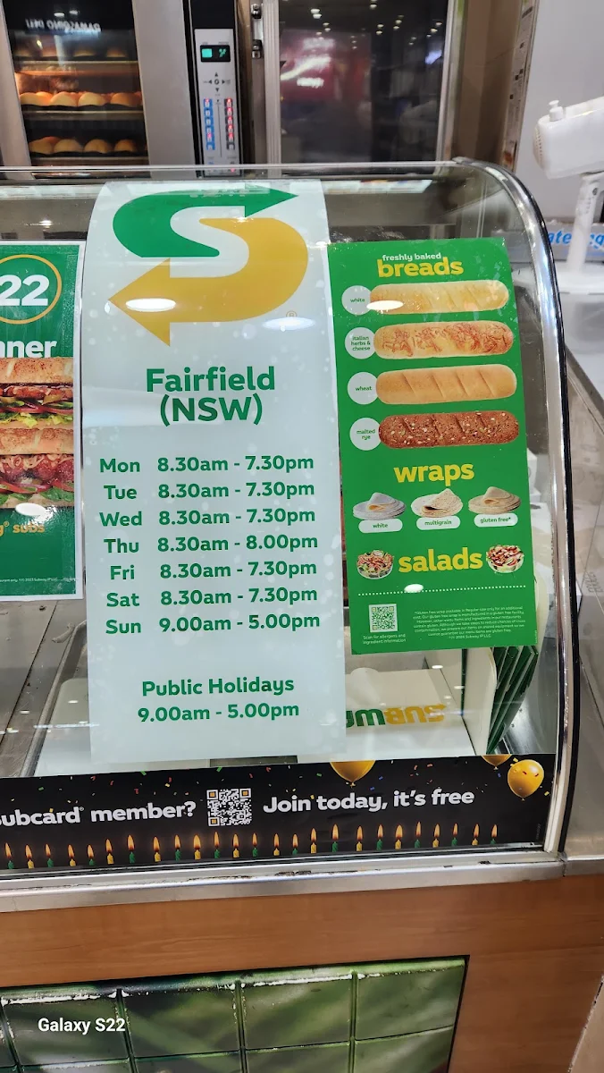 Menu, Subway