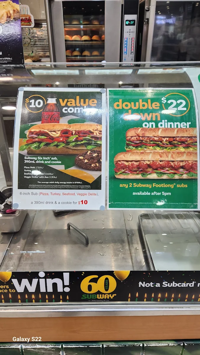 Menu, Subway