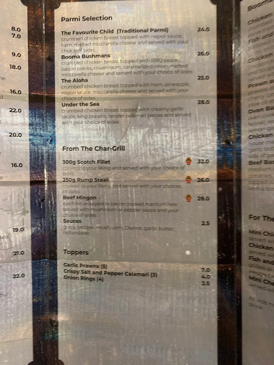 Menu, Boomerang Hotel