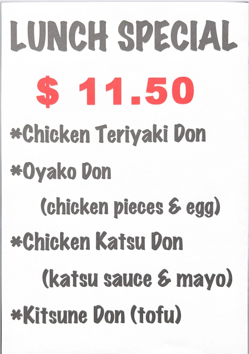 Menu, Sushi Don