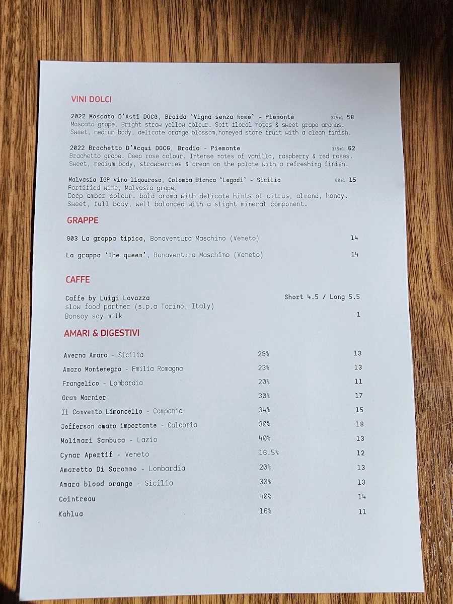 Menu, D.O.C St Kilda - Pizza & Pasta Bar