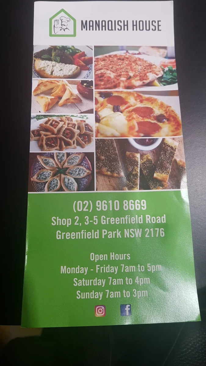 Menu, Manaqish House