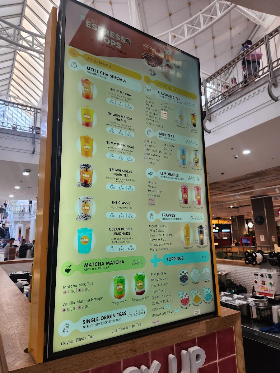 Menu, Little Cha Bubble Tea - Westfield Penrith