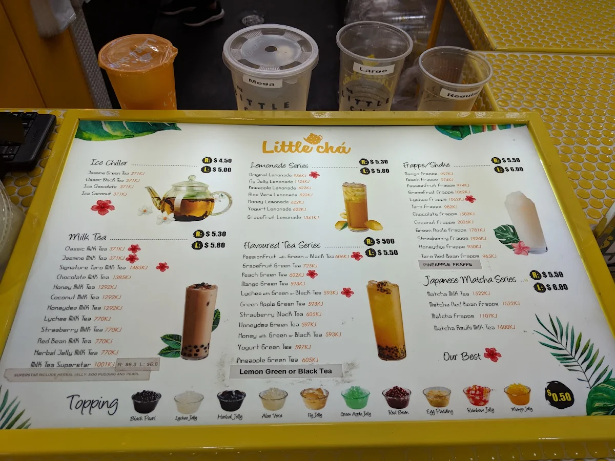 Menu, Little Cha Bubble Tea - Westfield Penrith