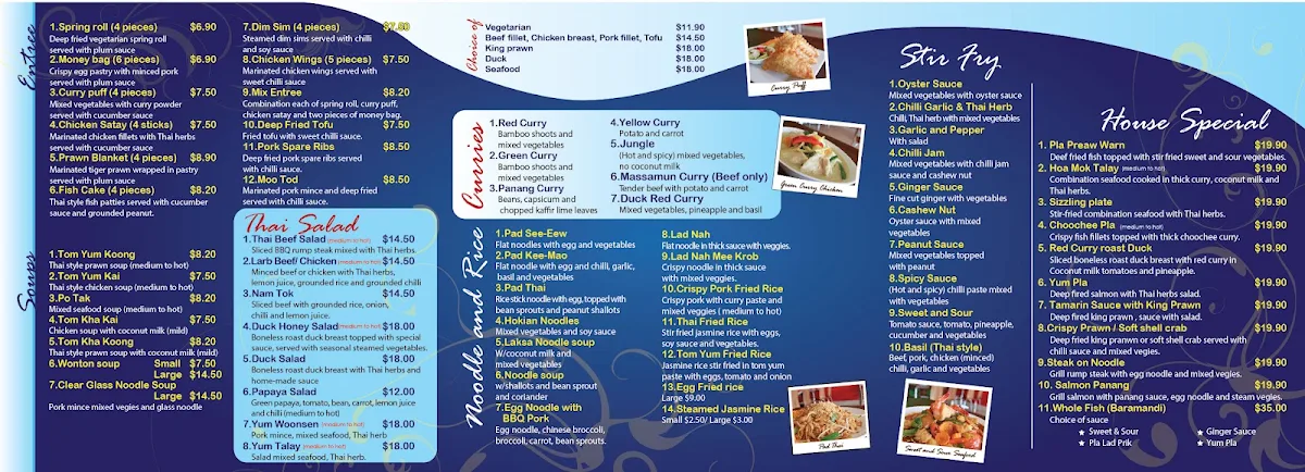 Menu, Thai Harrington
